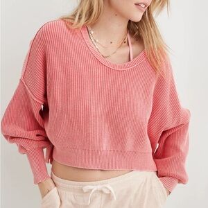 Aerie Coral Crew Neck Sweater - EC